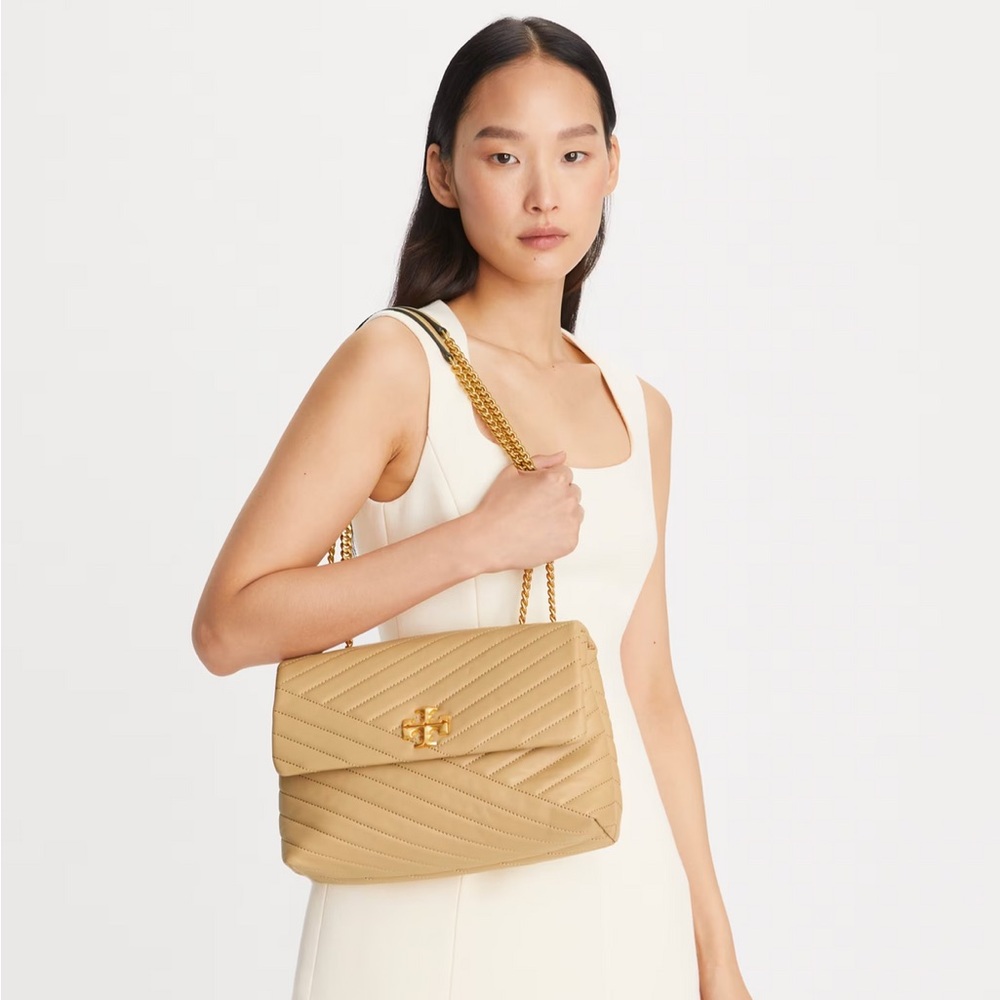 Tory Burch Kira Chevron Convertible Shoulder Bag | Dust Bag Include| Desert Dune